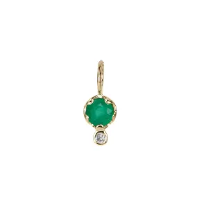 10K Gold Emerald Birthstone Charm with Diamond Drop