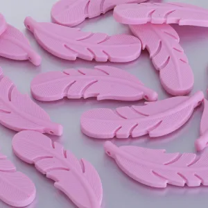 15*56mm Silicone Feather Teether Pendant Beads Bulk Silicone Beads Wholesale food grade silicone beads and pendants pink 5pcs