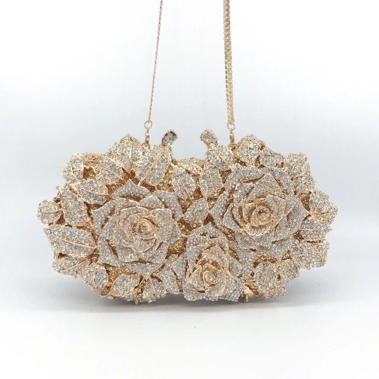 3 Flowers Shape Bridal Purse, Gold/Silver Wedding Clutch, Luxury Gift For Bride