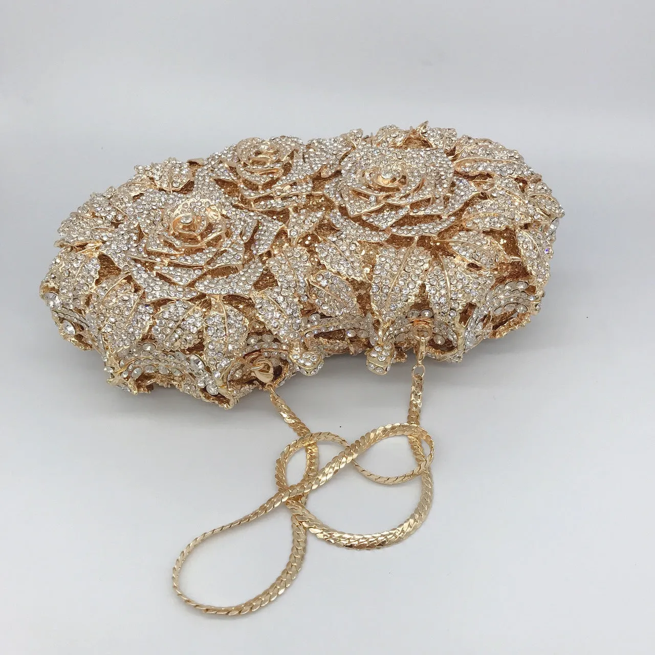 3 Flowers Shape Bridal Purse, Gold/Silver Wedding Clutch, Luxury Gift For Bride