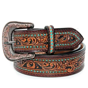 American Darling Brown Turquoise Dot Belt