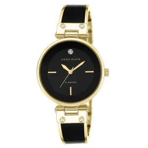 Anne Klein Diamond Black and Gold Bracelet Women's Watch - AK1414BKGB