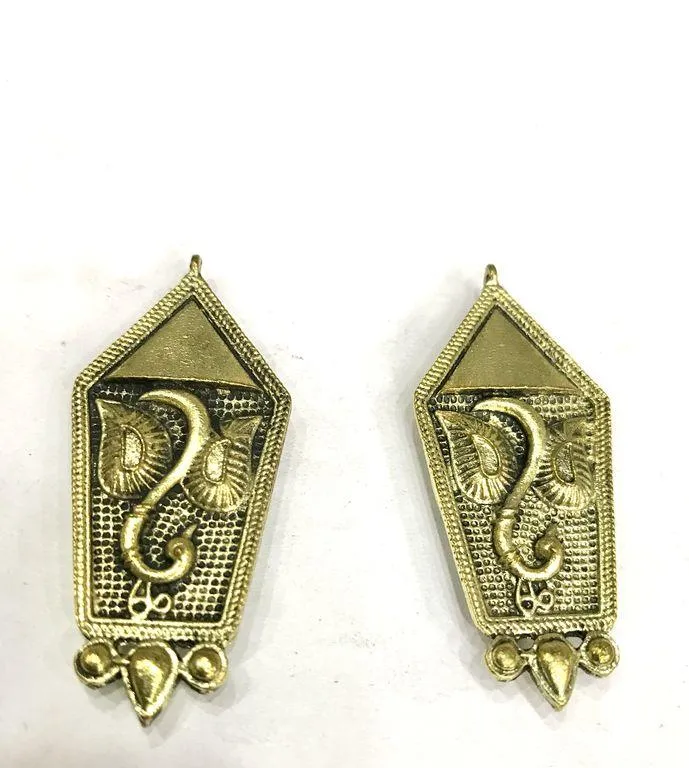 Antique Golden Designer Metal Piece Embellishments (50x22mm)