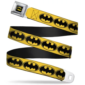 Batman Full Color Black Yellow Seatbelt Belt - Bat Signal-3 Yellow/Black/Yellow Webbing