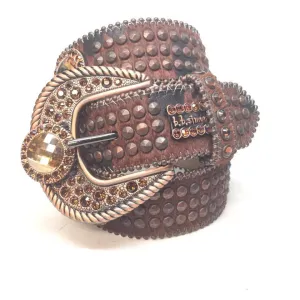 b.b. Simon Triple Studded Bronze Crystal Belt