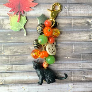 Bewitched Halloween Black Cat Purse Charm