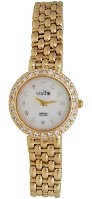 Womens Luxury Swiss Quartz Watch with Diamonds and 14kt Gold - Condor C28DPMOP