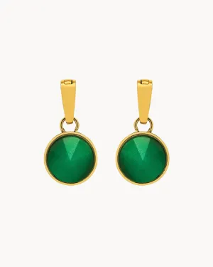 Confidence Stone Emerald Cateye Ħabbata Earring Pendants, Gold