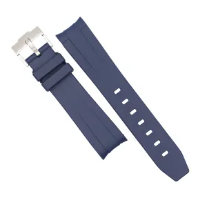 Curved End Rubber Strap for Omega x Swatch Moonswatch in Navy