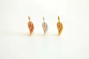 Feather Wholesale Charm- Vermeil 22k Gold Plated 925 Sterling Silver, Tiny feather charm, Leaf charm, Angel feather, Angel Wing, Nature Branch,150