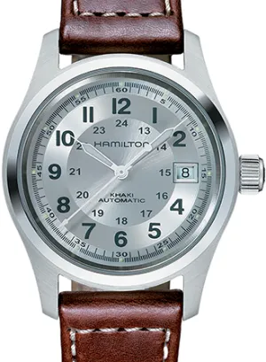 Khaki Field Automatic Silver 38 - Brown Leather Ref. H70455553