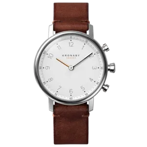 Kronaby Nord 38mm Hybrid Smartwatch - White, Dark Brown Leather