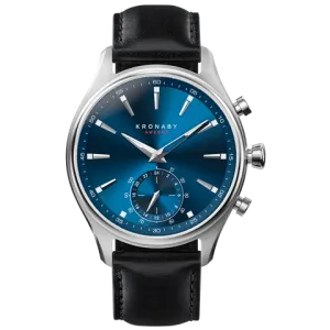 Kronaby Sekel 41mm Hybrid Smartwatch - Blue, Black Leather