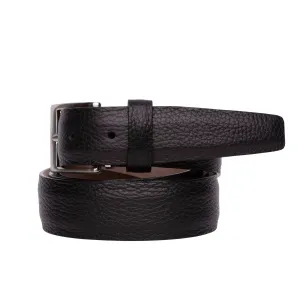 LEN Belt French Pebble Grain Black STK