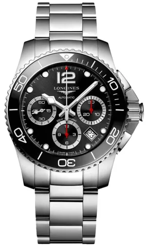 Longines HydroConquest Automatic Chronograph Stainless Steel Black Dial Date Divers Mens Watch L3.783.4.56.6