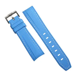 Retro Curved End Rubber Strap for Omega x Swatch Moonswatch in Blue