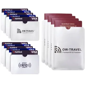 Silver RFID blocking contactless bank card passport protector sleeves