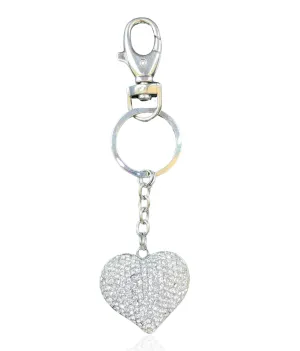 Sparkling Silver Heart Bag Charm